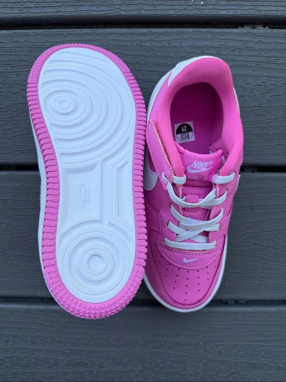 Nike Kids Pink Air Force 1 Low-Top Sneakers with White Swoosh